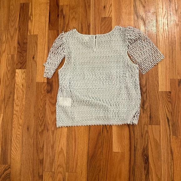 ✨ Club Monaco Lace Overlay Puff Sleeve Blouse - Size XS ✨ - Picture 2 of 11